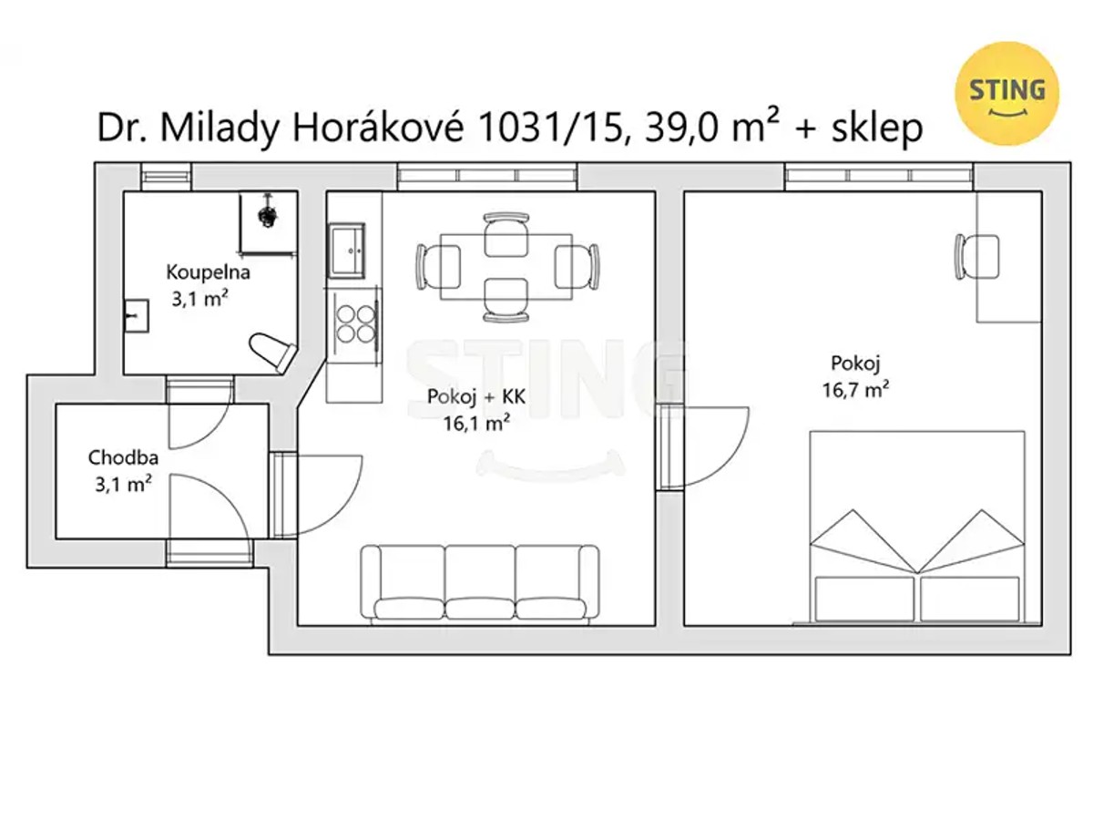 Prodej bytu 2+kk 38 m²