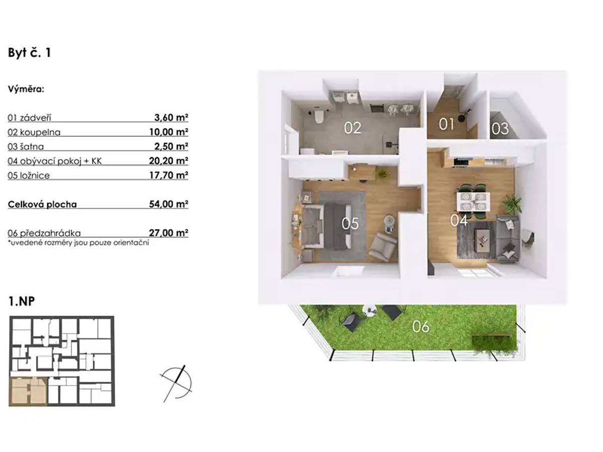 Prodej bytu 2+kk 54 m²