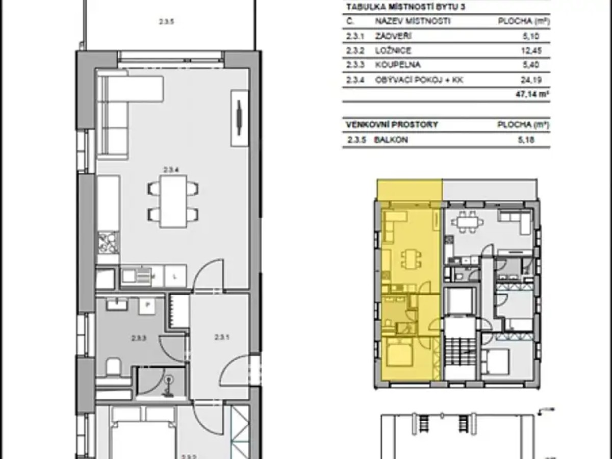 Prodej bytu 2+kk 48 m²