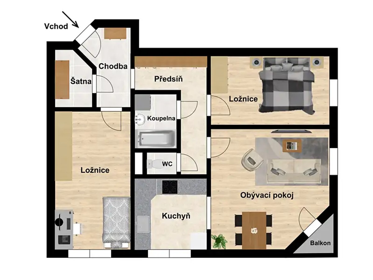 Prodej bytu 3+1 75 m²