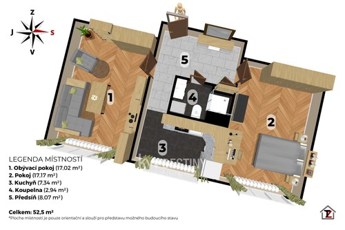 Prodaný byt 2+1 56 m²