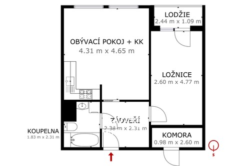 Prodaný byt 2+kk 42 m²