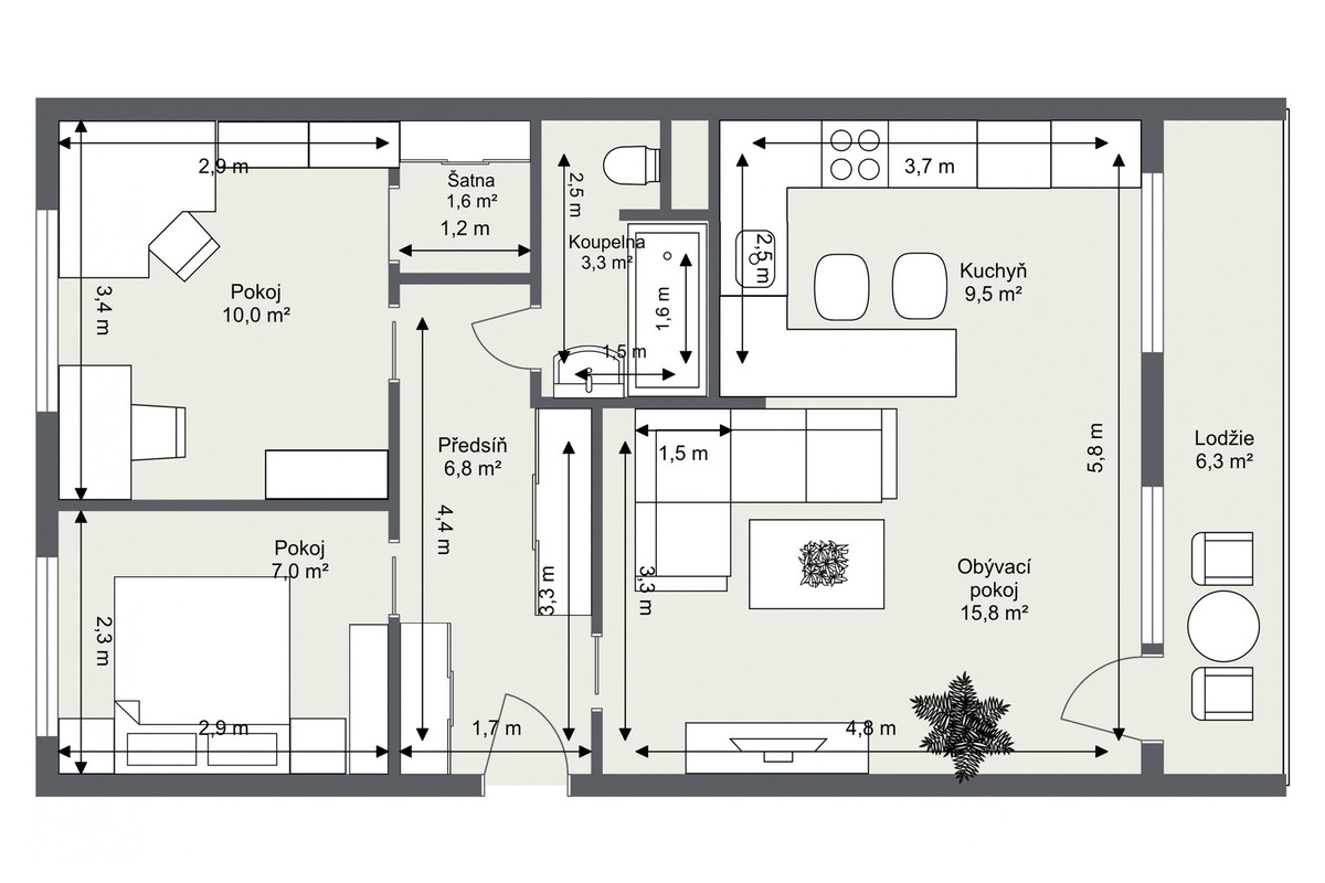Prodej bytu 3+kk 54 m²