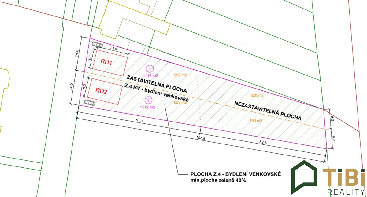 Prodej stavebního pozemku 1112 m²