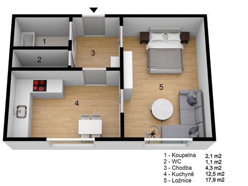 Prodaný byt 1+1 40 m²
