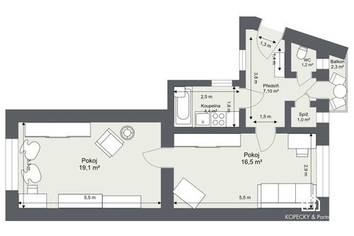 Prodaný byt 2+kk 52 m²