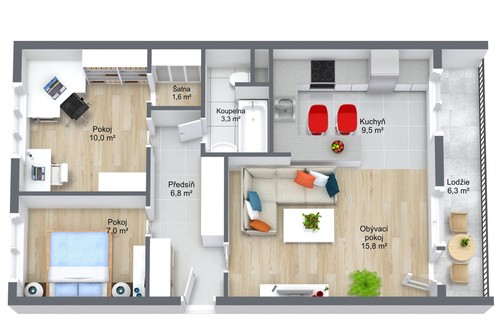Prodaný byt 3+kk 54 m²