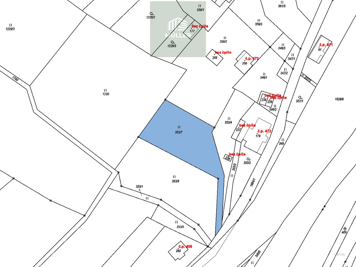 Prodej stavebního pozemku 1636 m²