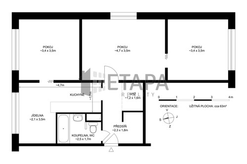 Prodaný byt 3+1 64 m²