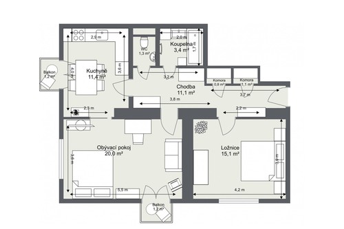 Prodaný byt 2+1 67 m²