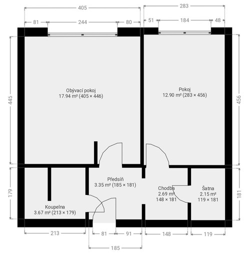 Prodaný byt 2+kk 43 m²