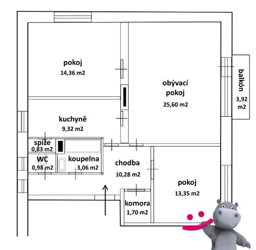 Prodaný byt 3+1 80 m²