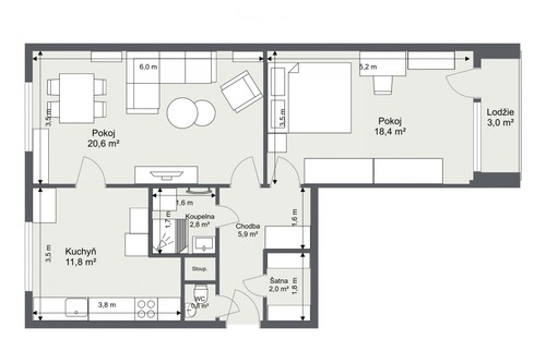 Prodaný byt 2+1 65 m²