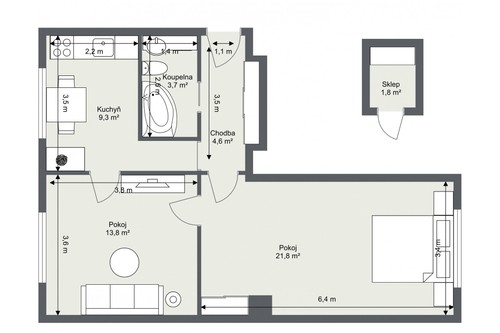 Prodaný byt 2+1 53 m²