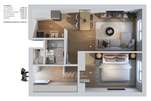 Prodaný byt 2+kk 43 m²