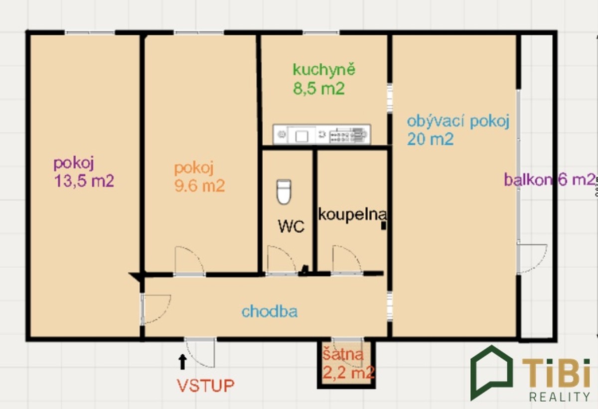 Prodej bytu 3+1 72 m²