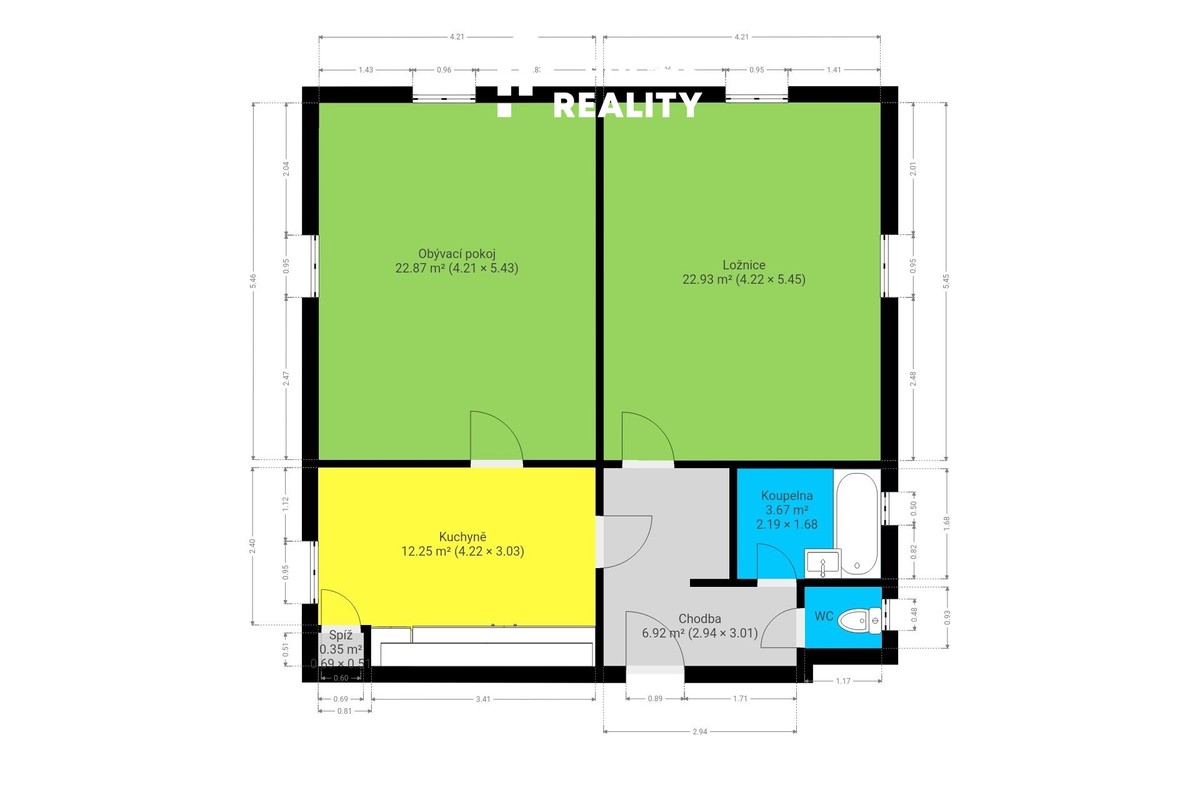 Prodej bytu 2+1 70 m²