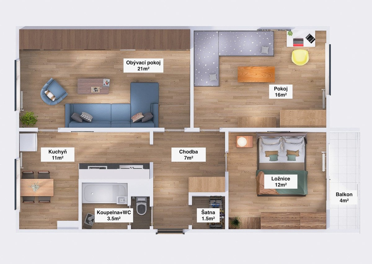 Prodej bytu 3+1 72 m²