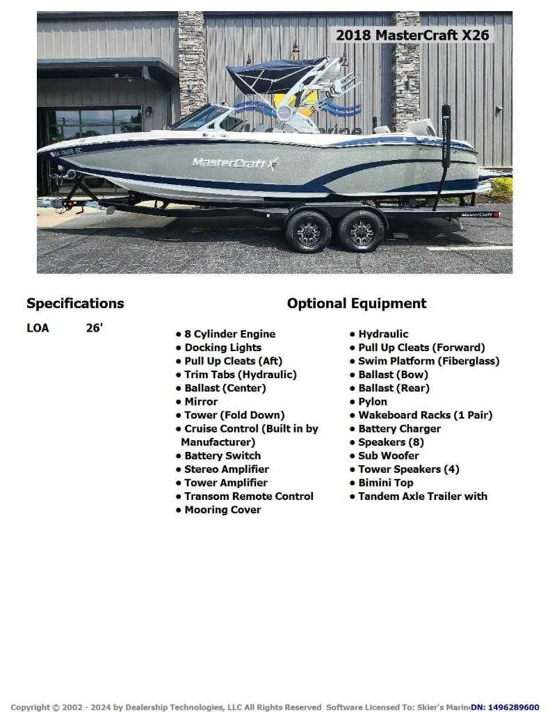 2018 MasterCraft X26 - 2