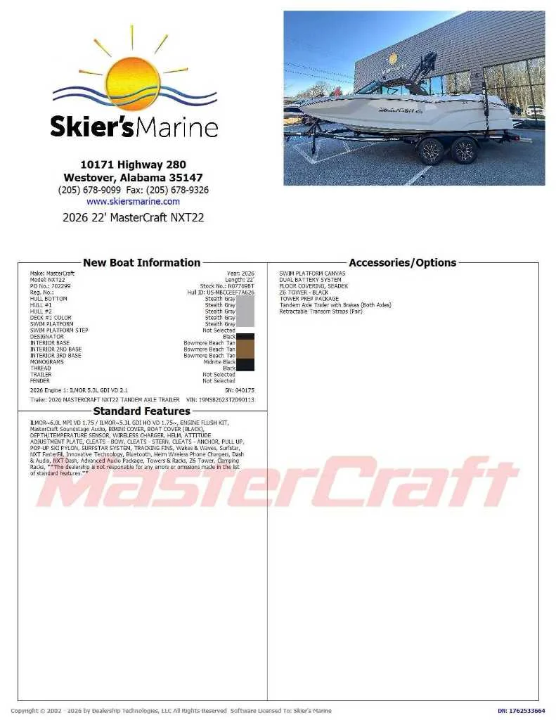 2026 MasterCraft NXT22 - 2