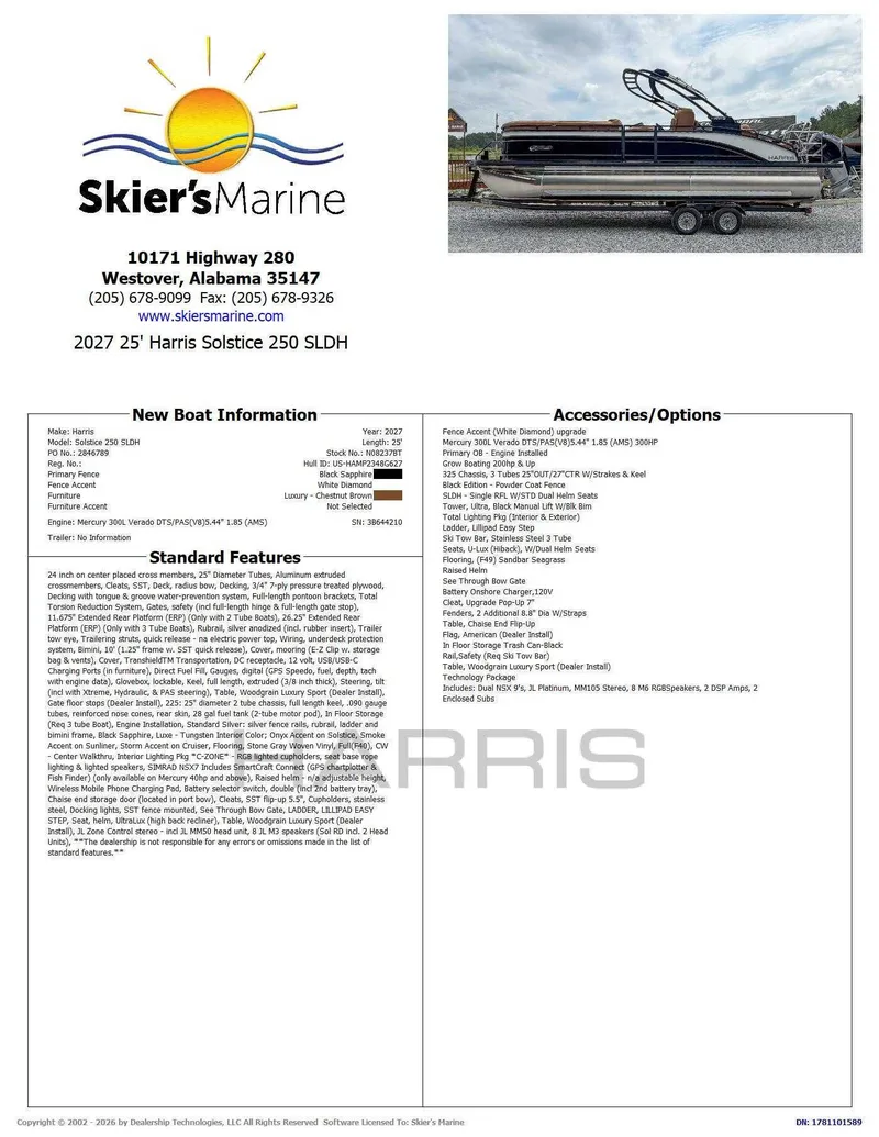 2027 Harris Solstice 250 SLDH, photo 2 of 22