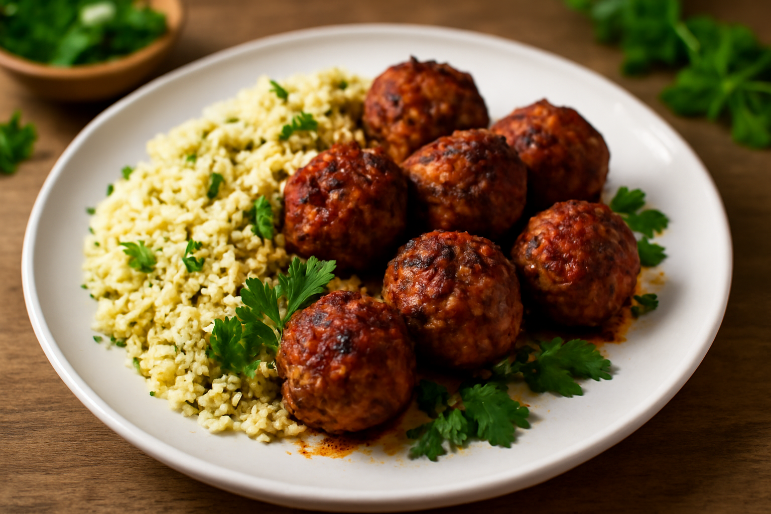 Boulettes d'Agneau Épicées avec Couscous aux Herbes