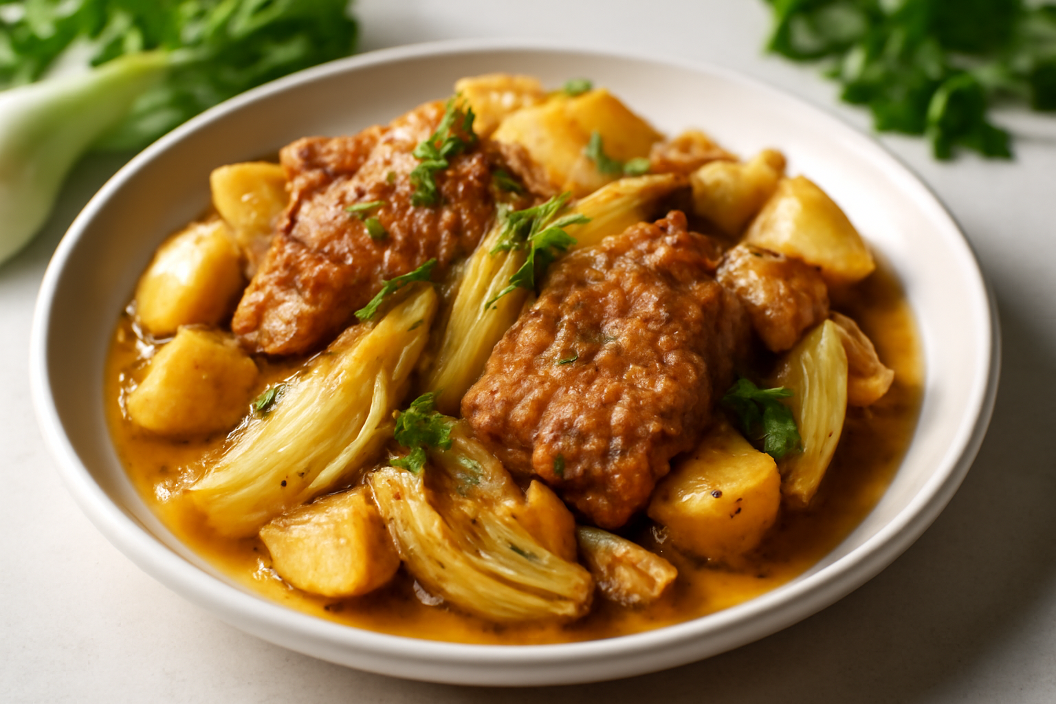 Cocotte de Porc aux Fenouils et Pommes de Terre Rôties