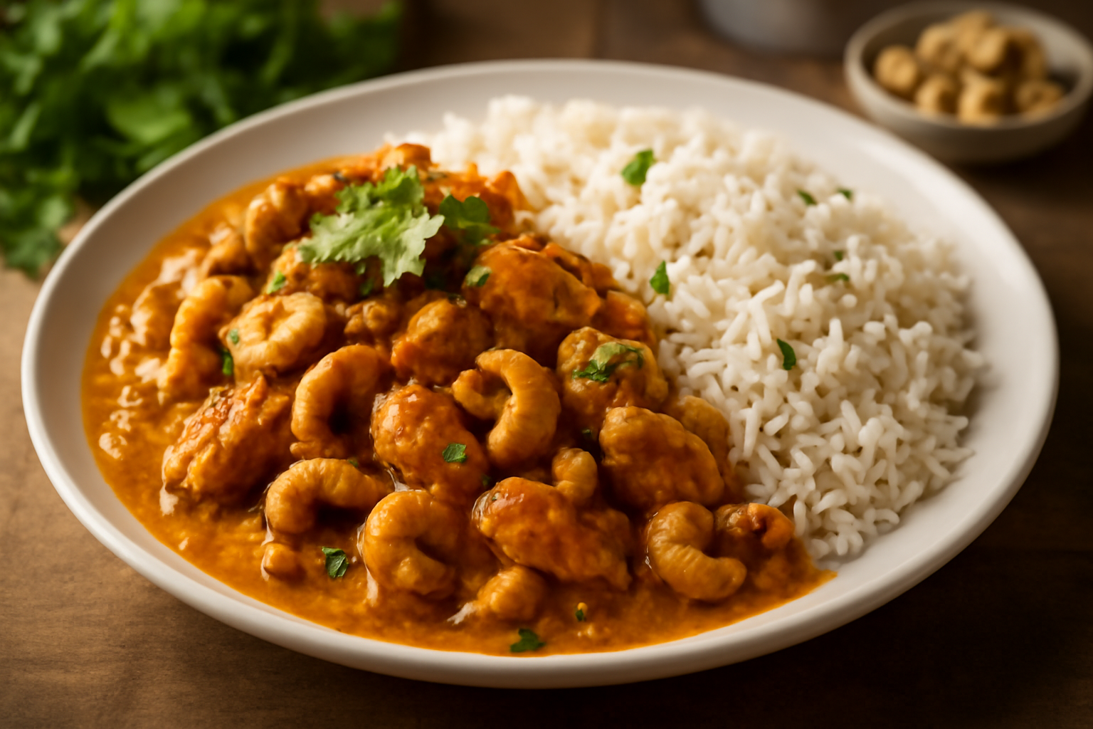 Poulet Indien aux Noix de Cajou avec Riz Basmati Parfumé