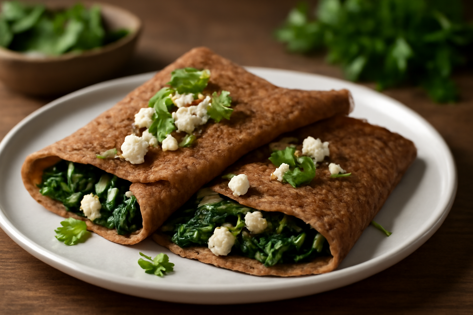 Crêpes Sarrasin Farcies aux Épinards et Feta