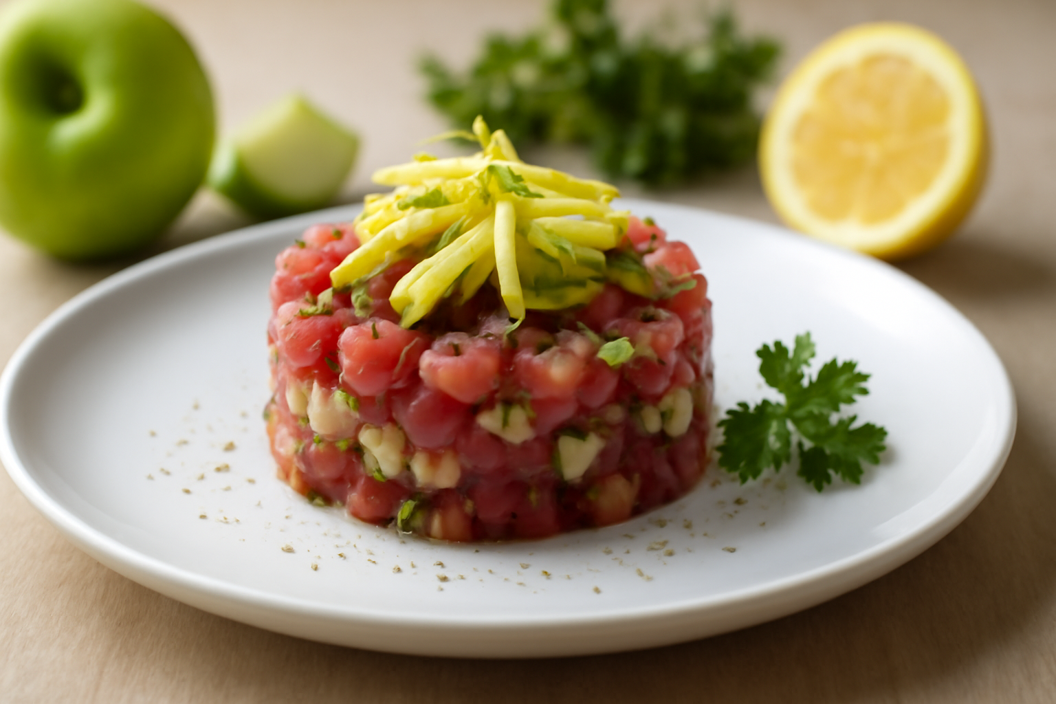 Tartare de Thon aux Pommes Vertes et Zeste de Citron