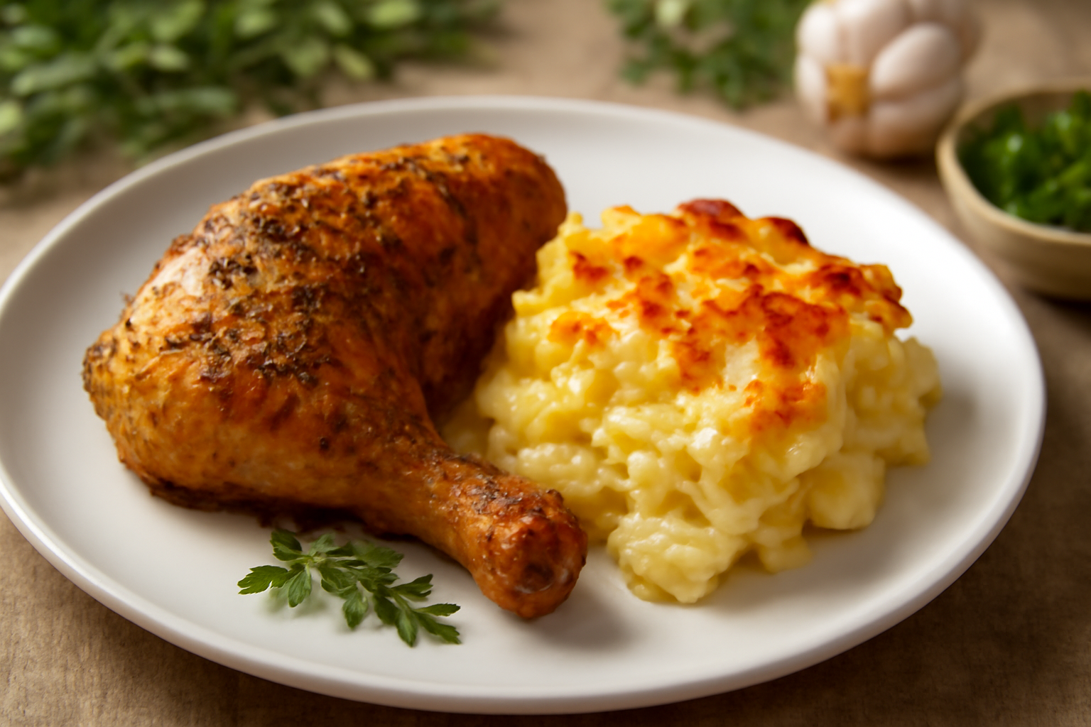 Poulet Rôti aux Herbes de Provence et Gratin de Pommes de Terre Crémeux