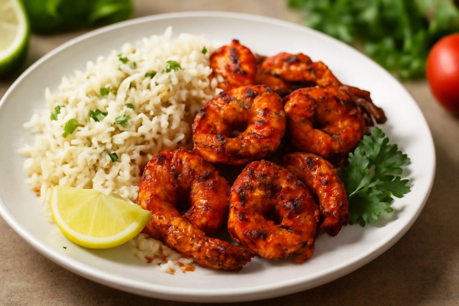 Crevettes Tandoori avec Riz Basmati Parfumé