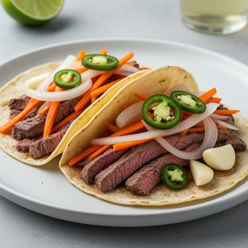 Steak Escabeche Tacos finished dish