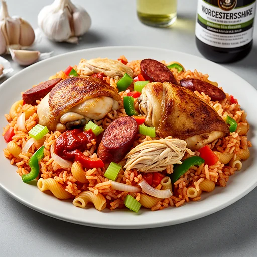 Creole Chicken and Sausage Pastalaya finished dish