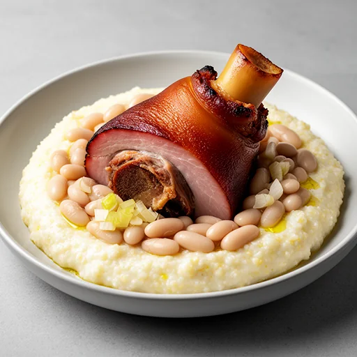 Smoked Ham Hock & White Bean Grits Bowl finished dish