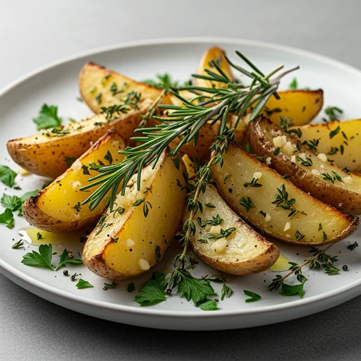 Garlic Herb Roasted Potato Wedges finished dish