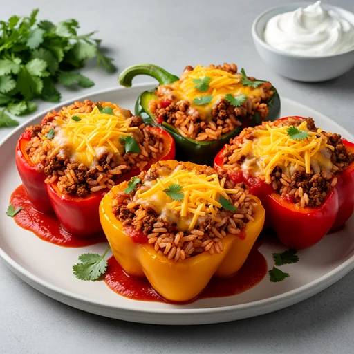 Cheesy Taco Stuffed Bell Peppers finished dish