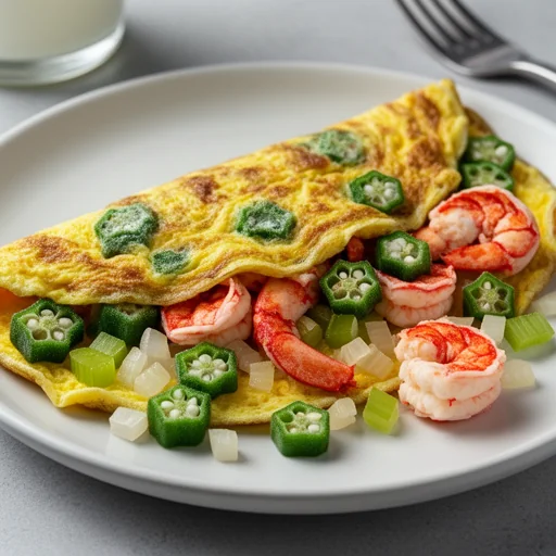 Crawfish and Okra Omelette finished dish