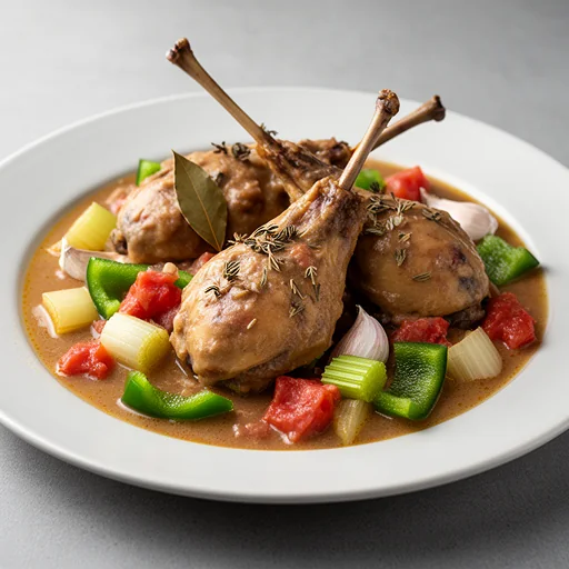 Creole Rabbit Fricassee finished dish