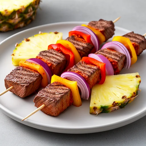 Brochetas de Sirloin al Pastor con Piña finished dish