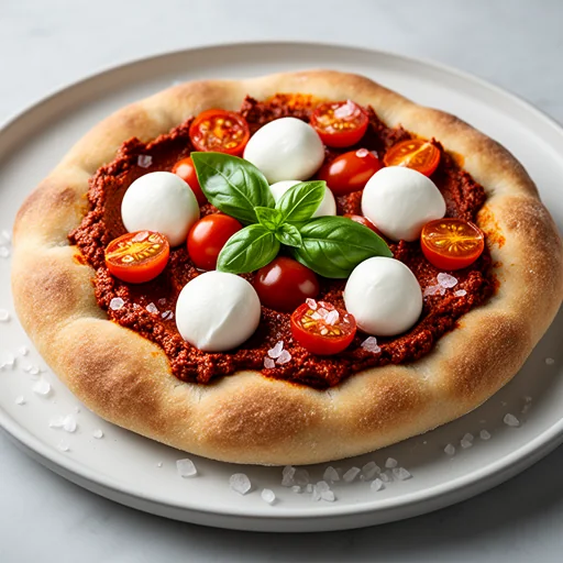Spicy Calabrian Chili, Cherry Tomato & Fresh Mozzarella Focaccia finished dish