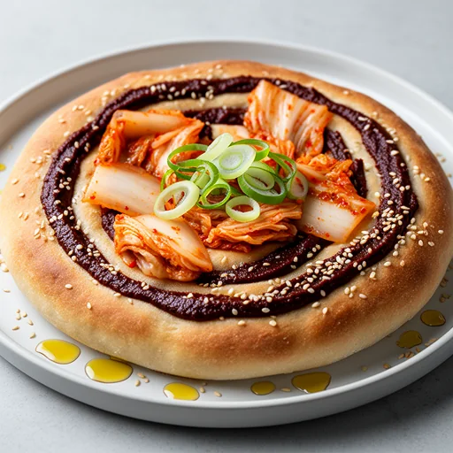 Kimchi & Gochujang Swirl Focaccia with Toasted Sesame finished dish