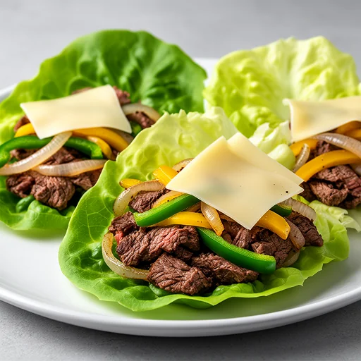 Philly Cheesesteak Lettuce Wraps finished dish