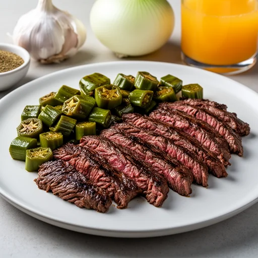 Arrachera Adobada con Nopales a la Parrilla finished dish