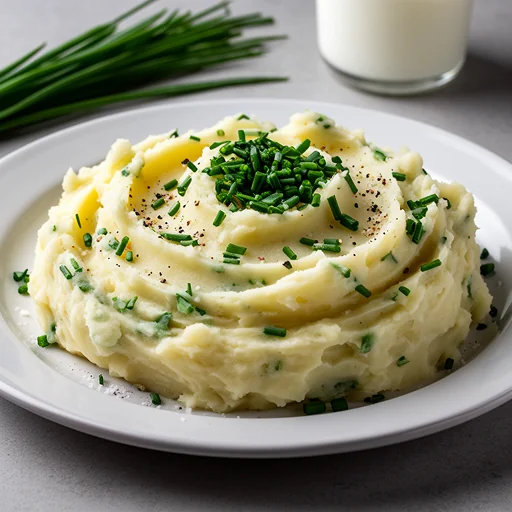 Creamy Garlic and Chive Mashed Potatoes finished dish