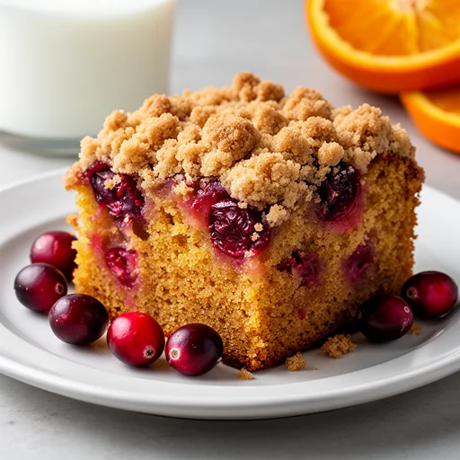 Spiced Cranberry Orange Crumb Cake finished dish