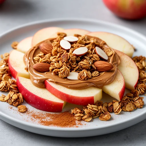 Apple Slices with Almond Butter & Cinnamon Crunch finished dish