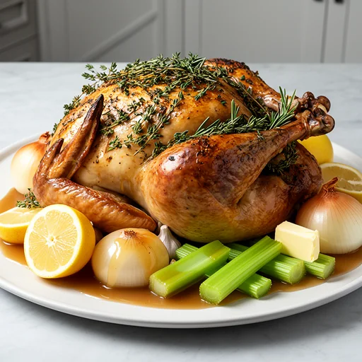 Herb-Roasted Whole Turkey with Apple Cider Pan Gravy finished dish