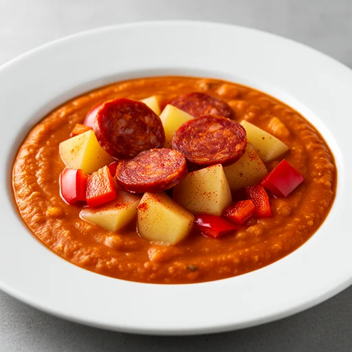 Smoked Paprika & Chorizo Potato Soup finished dish