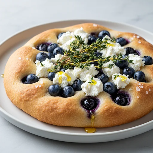 Blueberry, Goat Cheese & Thyme Focaccia finished dish